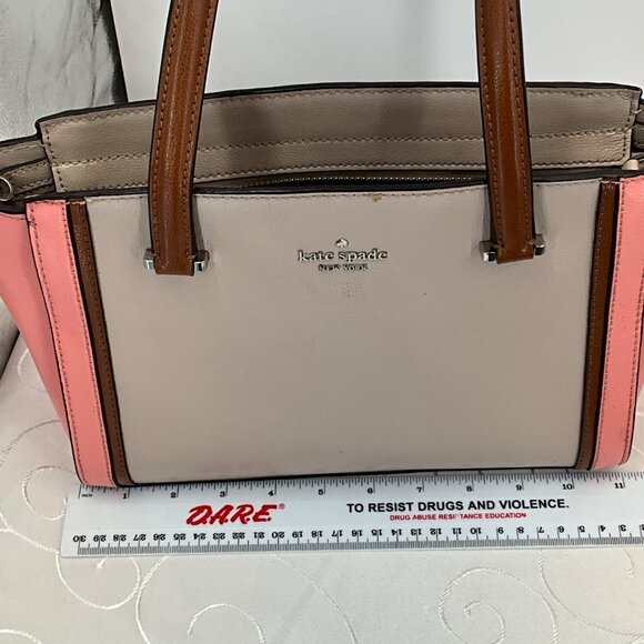 Kate Spade New York Patterson Drive Colorblock Leather Handbag Peach/Tan/Brown - Picture 5 of 14
